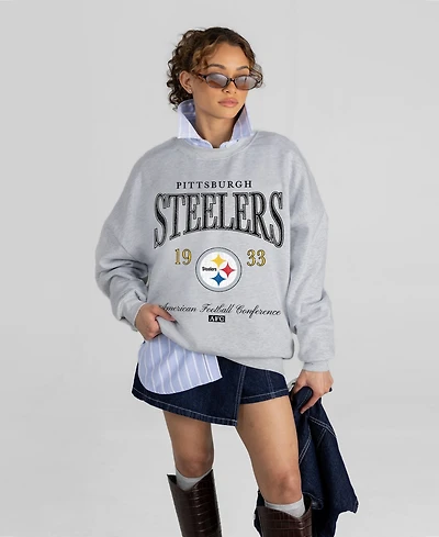 Gameday Couture Women's Ash Pittsburgh Steelers Instant Classic Oversized Premium Drop Shoulder Sweatshirt