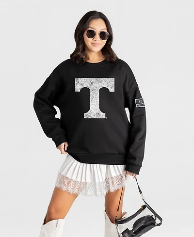 Gameday Couture Women's Tennessee Volunteers Bold Move Black Label Premium Dropped-Shoulder Fleece Crewneck Sweatshirt