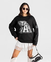 Gameday Couture Women's Alabama Crimson Tide Bold Move Black Label Oversized Distressed Cotton-Blend Sweatshirt