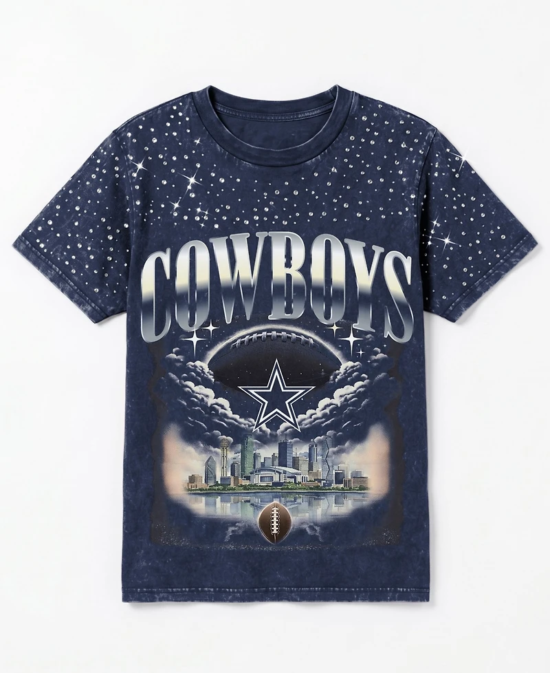 Gameday Couture Women's Dallas Cowboys Sky's the Limit Washed Micro Rhinestone T-Shirt