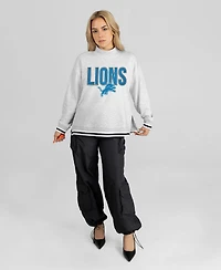 Gameday Couture Women's Detroit Lions Rally Point Contrast Stripe Relaxed-Fit Mock Neck Sweatshirt