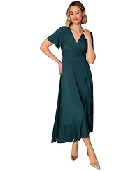 Alie Street London Women's Waterfall Ruffle Wrap Midi Dress