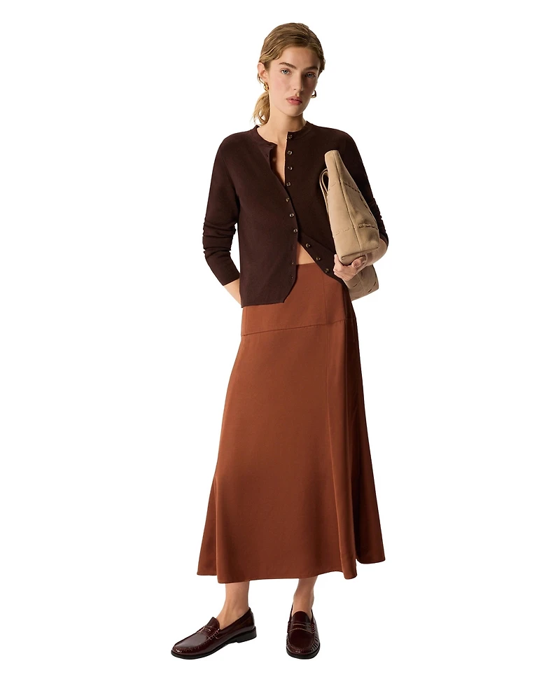 Whistles Women's Panel Waist Satin Midi Skirt