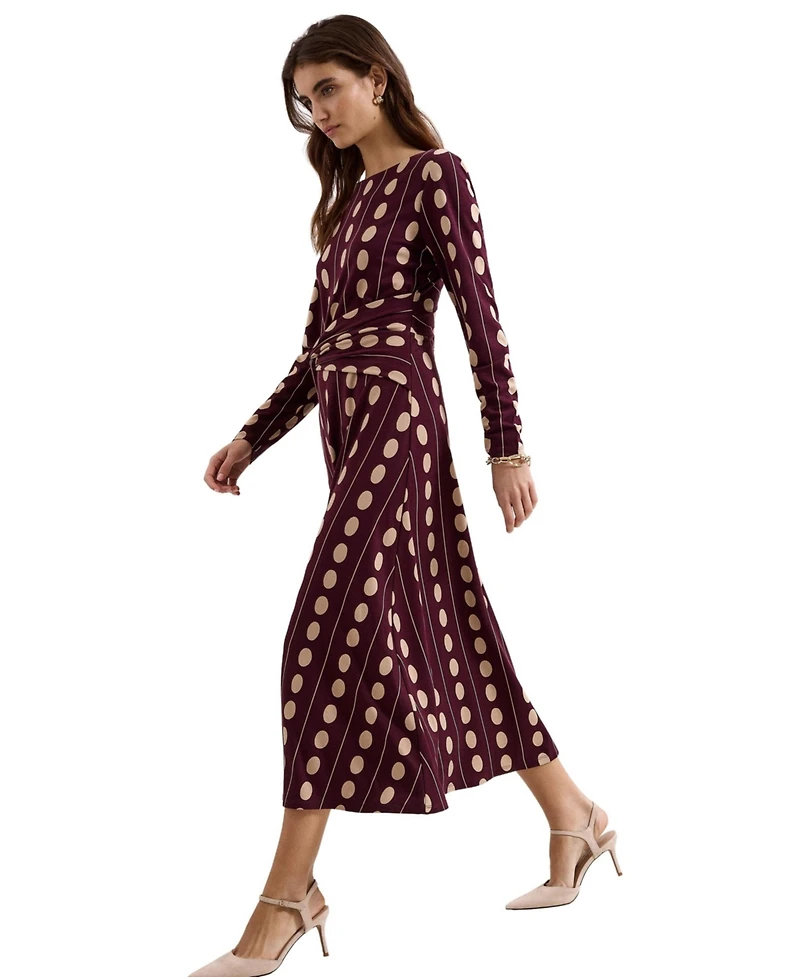 Phase Eight Women's Eugenie Spot Knot-Waist Midi Dress