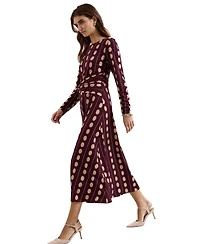 Phase Eight Women's Eugenie Spot Knot-Waist Midi Dress