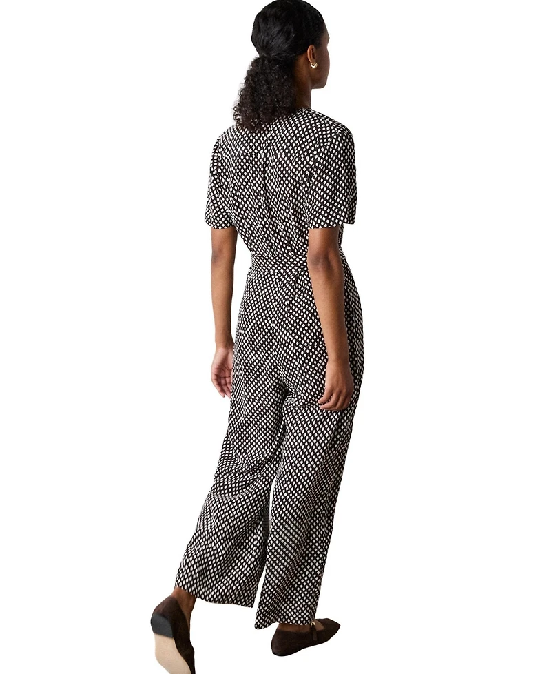 Whistles Women's Short Sleeve Wide Leg Jumpsuit