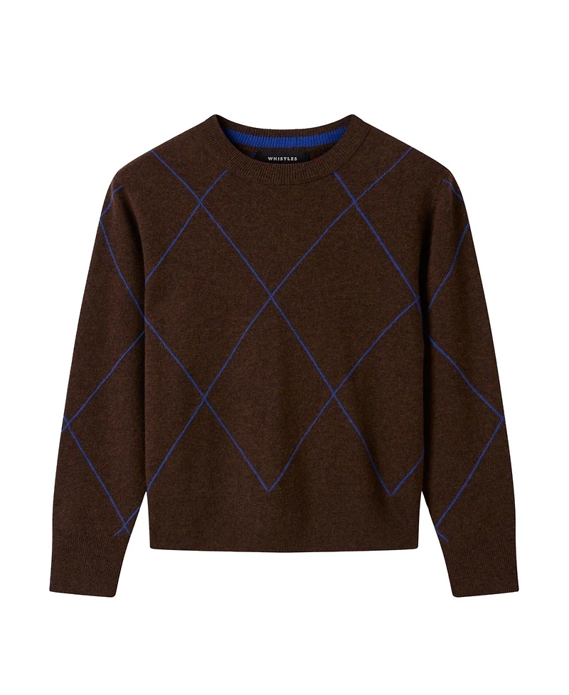Whistles Women's Wool Contrast Diamond Knit Jumper