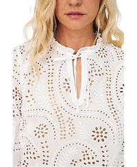 Cras Women's Briza Eyelet Tie Neck Blouse