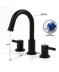 Phying 8 Inch Widespread Bathroom Faucet 2 Handle 3 Hole Vanity Sink Tap with 360 Degree Rotatable Pull-Down Sprayer Modern Bathroom Faucet