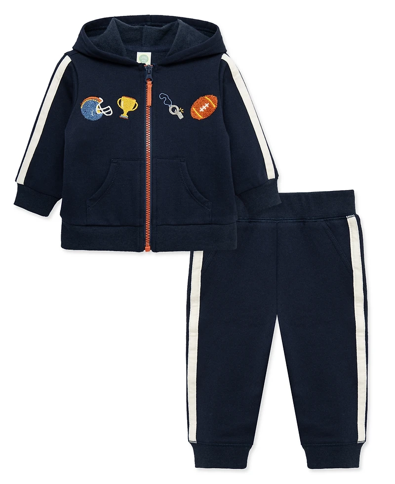 Little Me Baby Boys' Football Embroidered Hoodie and Joggers 2-Piece Set