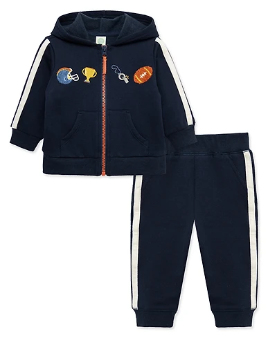 Little Me Baby Boys' Football Embroidered Hoodie and Joggers 2-Piece Set