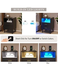 Vlsrka 17.7" W Smart Led Nightstand with 2 Drawers