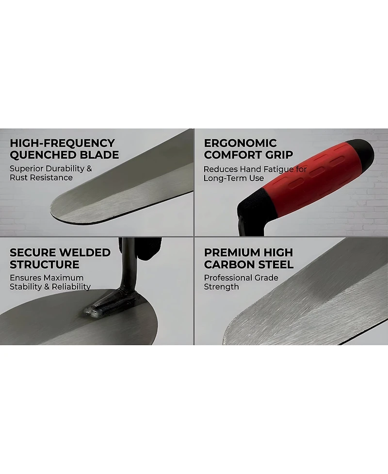 Xdovet Masonry Trowel Set High Carbon Steel Comfort Grip 2-Piece