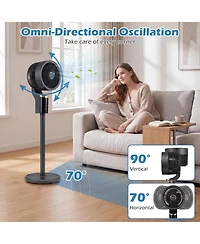 Costway Pedestal Fan for Bedroom, Compact Oscillating Standing