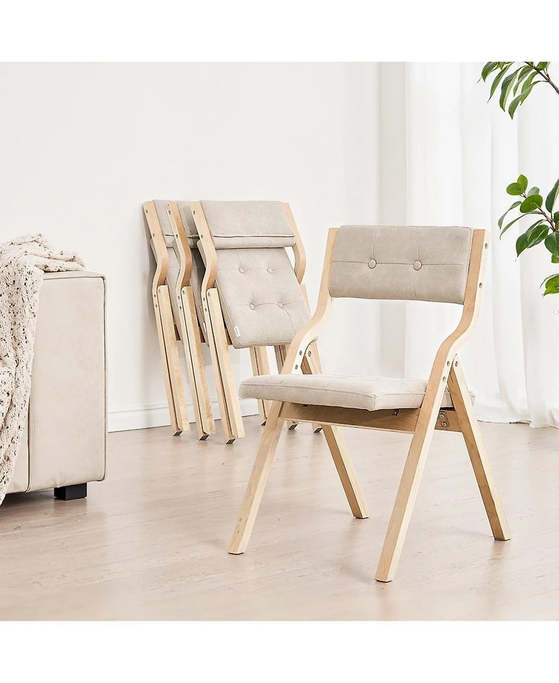 Sugift 2 Piece Bentwood Folding Dining Chair Set with Padded Seat Cushions and 400 Pound Capacity