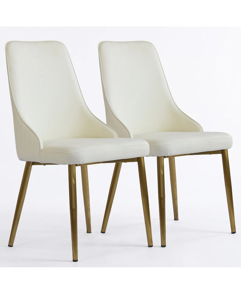 Decksplore Modern Accent Side Dining Chairs Pu Cushioned with Support Upholstered Metal Leg for Kitchen Room Living