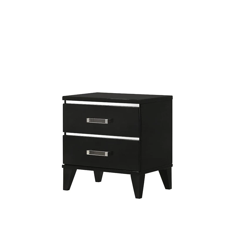 Flynama Nightstand with 2 Drawers and Wooden Tapered Legs