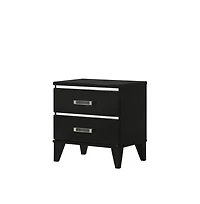 Flynama Nightstand with 2 Drawers and Wooden Tapered Legs