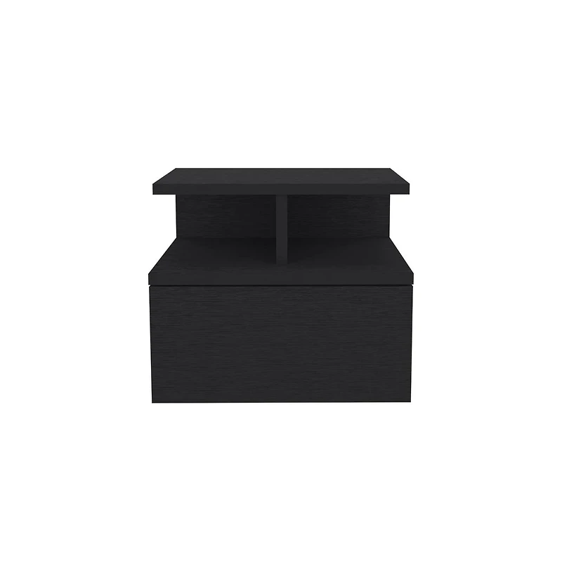 Flynama Wengue Floating Nightstand, Wall-Mounted Single Drawer and Top Shelf Storage Side Table