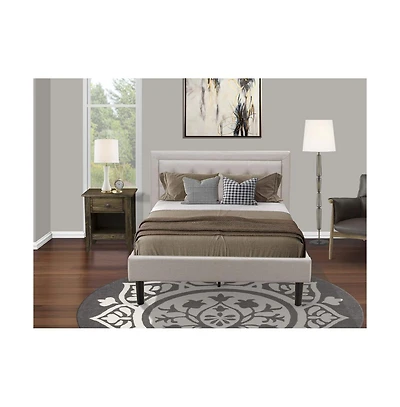 East West Furniture FN08F-1GA07 2-Piece Platform Bedroom Furniture Set with 1 Wood Bed Frame and a Bedroom Nightstand