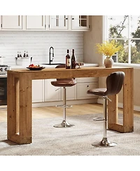 Tribesigns 63"Solid Wood Bar Table Narrow long counter height pub table Farmhouse coffee bar unit for kitchen, dining room, living room