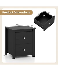 Gymax Nightstand with 2 Drawers Modern Bedside Table Floor Standing Sofa Side