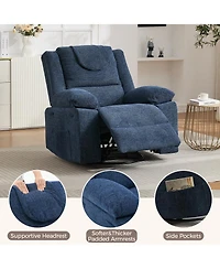 homfan 150 Degree Reclining Accent Chair for Adults, 360 Swivel Rocking Single Sofa with Vibration Massage and Heating, Side Pocket for Living Room