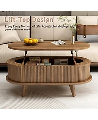 Streamdale Furniture Fluted Lift-Top Coffee Table with Hidden Storage