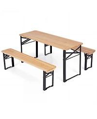 Sugift 43.5 Inch No-Assembly Folding Kids Picnic Table and Bench Set in Solid Fir Wood