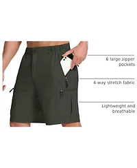 Piscifun Mens Hiking Cargo Shorts 6 Zipper Pockets Quick Dry Lightweight Upf 50 Water Resistant Golf Fishing Casual Wear