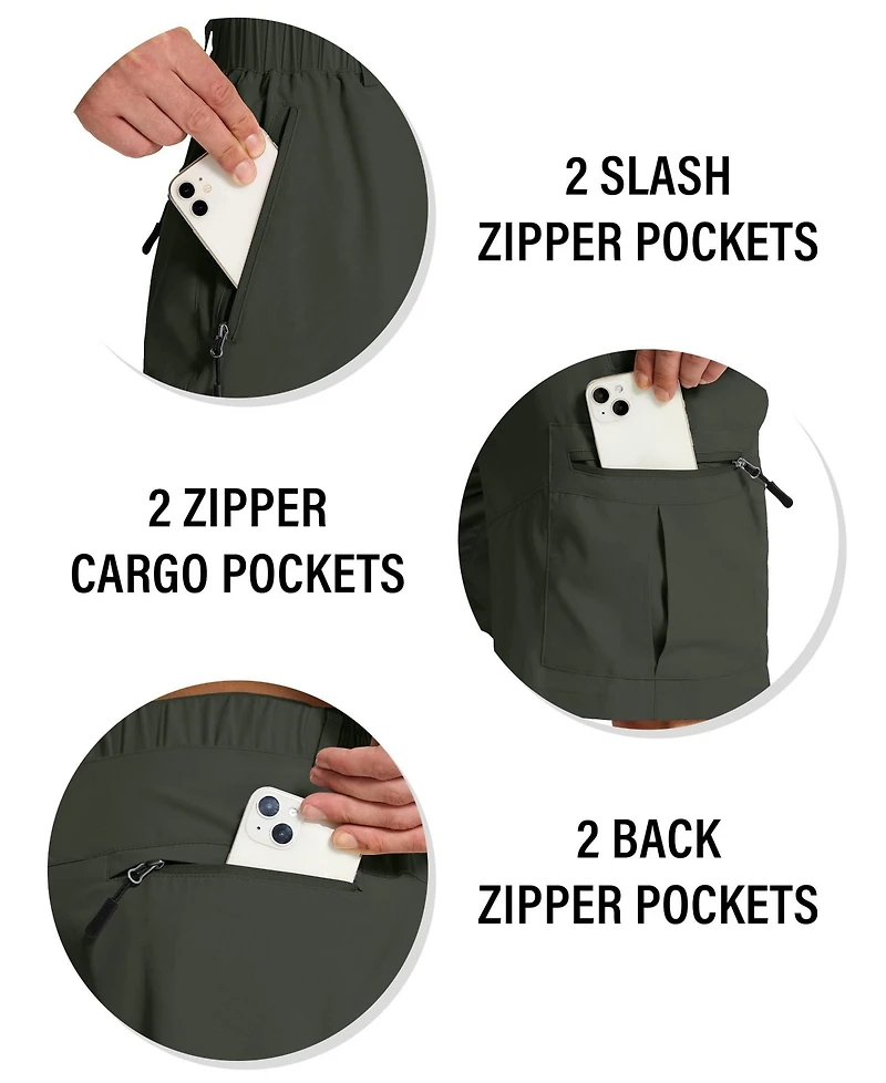 Piscifun Mens Hiking Cargo Shorts 6 Zipper Pockets Quick Dry Lightweight Upf 50 Water Resistant Golf Fishing Casual Wear