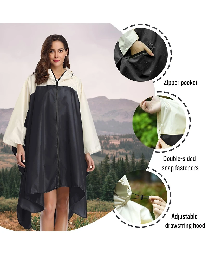Piscifun Waterproof Hooded Rain Poncho Lightweight Packable Quick Dry For Outdoor Hiking