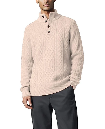 Hope & Henry Men's and Organic Mock Neck Cable Sweater