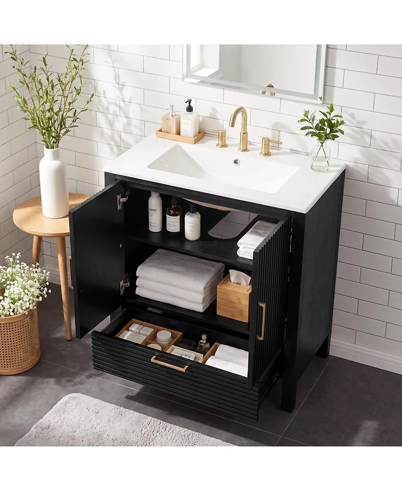 Tribesigns 30" Bathroom Vanity with Integrated Ceramic Sink