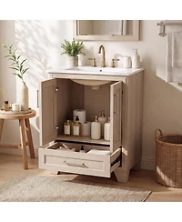 Tribesigns 24 Inch Bathroom Vanity with Sink, Modern Farmhouse