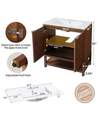 Tribesigns 30 Inch Bathroom Vanity with Sink, Farmhouse Fluted Design