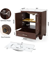 Tribesigns 30" Bathroom Vanity with Sink, Farmhouse Freestanding