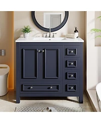 Tribesigns 36" Bathroom Vanity with Sink, 2 Doors and 1 Drawer, Solid