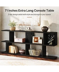 Tribesigns 71'' Extra Long Sofa Table, 3 Tier Farmhouse Console Table