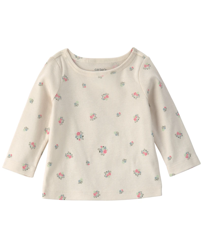 Carter's Baby Girls' Printed T-Shirt and Quilted Overall, 2-Piece Set