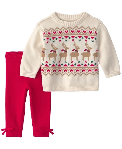 Carter's Baby Girls' Reindeer Fair Isle Top and Pants, 2-Piece Set