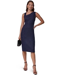Donna Karan New York Women's Tweed Asymmetric Neck Midi Dress