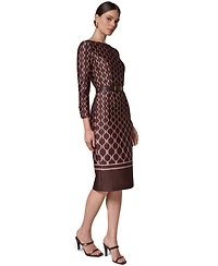 Donna Karan New York Women's Boat Neck Long-Sleeve Midi Dress