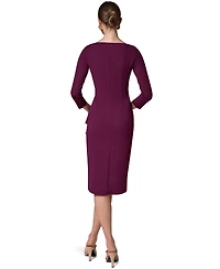 Donna Karan New York Women's Long-Sleeve Boat-Neck Side Cascade Ruffle Dress