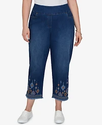 Alfred Dunner Plus Pull-On Mid-Rise Cropped-Ankle Denim Pants