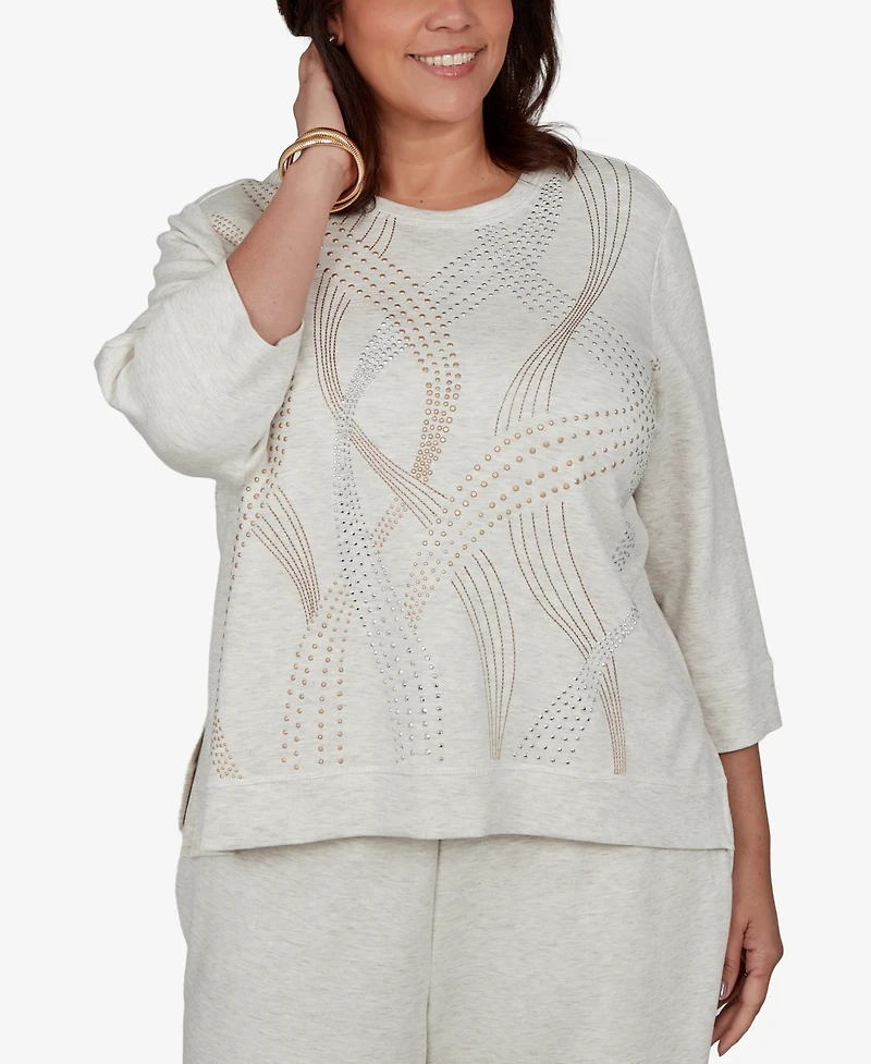 Alfred Dunner Plus 3/4-Sleeve Crewneck Knit Top