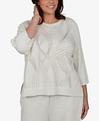 Alfred Dunner Plus 3/4-Sleeve Crewneck Knit Top