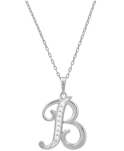 Diamond B Initial 18" Pendant Necklace (1/10 ct. t.w.) in Sterling Silver