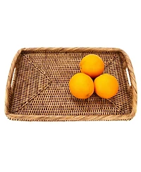 Artifacts Trading Company Rattan Rectangular Serving Tray With High Handles
