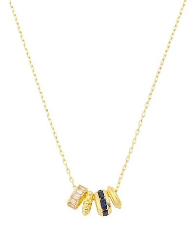 Unwritten Cubic Zirconia Gold-Plated Rondelle Charm Pendant Necklace